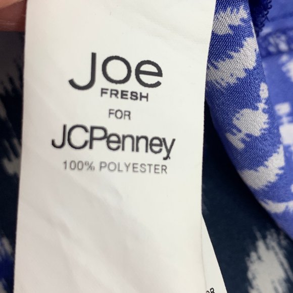 Joe Fresh Geometric Shift Dress Medium Blue Black & White Lightweight Belt Loops - Picture 4 of 14